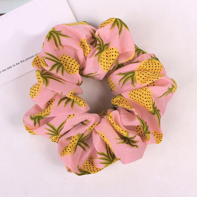 Korean Women Hearwear Girls Hair Tie Striped Lady Scrunchies Ponytail Hair Female Holder Rope Pineapple Print Hair Accessories