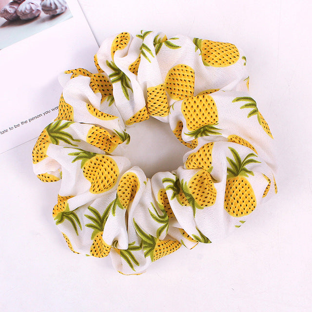 Korean Women Hearwear Girls Hair Tie Striped Lady Scrunchies Ponytail Hair Female Holder Rope Pineapple Print Hair Accessories