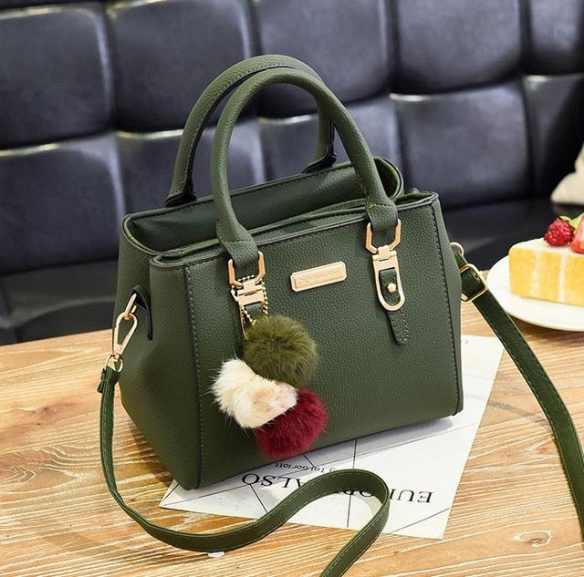 Luxury Handbag Women Bags Women Hairball Shoulder Bag  Ladies Hand Bags Vintage Leather Messenger Bag  Female Hand Bolso Bags