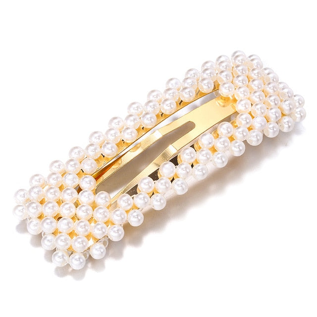 2019 New Fashion Pearl Hair Clip for Women Elegant Korean Design Snap Barrette Stick Hairpin Hair Styling Accessories Hair Pins