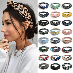 Fashion Bohemian Hairbands Print Headbands for Women Girls Retro Cross Knot Turban Bandanas Ladies Headwear Hair Accessories