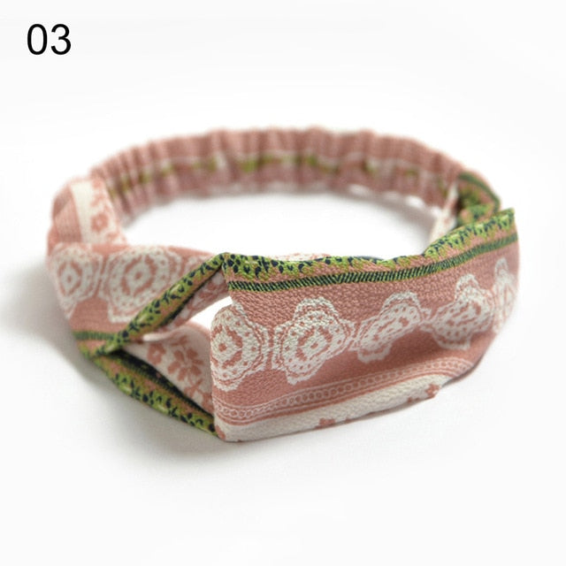 Fashion Bohemian Hairbands Print Headbands for Women Girls Retro Cross Knot Turban Bandanas Ladies Headwear Hair Accessories