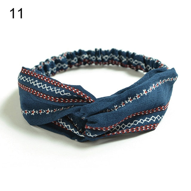 Fashion Bohemian Hairbands Print Headbands for Women Girls Retro Cross Knot Turban Bandanas Ladies Headwear Hair Accessories