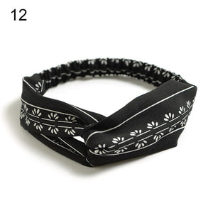 Fashion Bohemian Hairbands Print Headbands for Women Girls Retro Cross Knot Turban Bandanas Ladies Headwear Hair Accessories