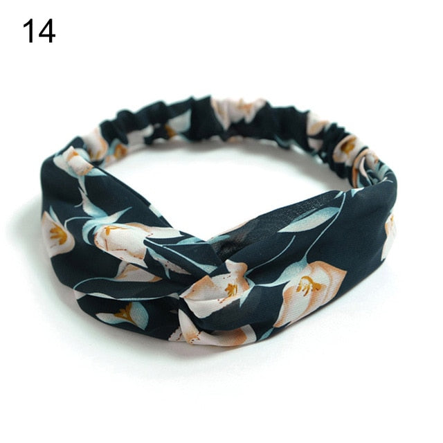 Fashion Bohemian Hairbands Print Headbands for Women Girls Retro Cross Knot Turban Bandanas Ladies Headwear Hair Accessories