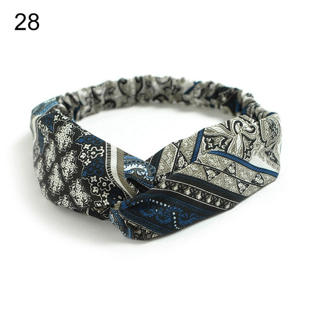 Fashion Bohemian Hairbands Print Headbands for Women Girls Retro Cross Knot Turban Bandanas Ladies Headwear Hair Accessories