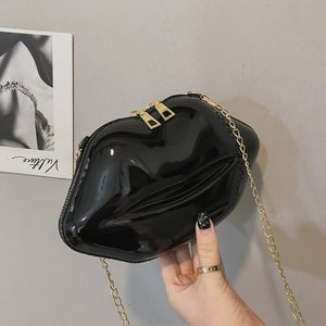 Lips Shape PVC Handbags Solid Zipper Shoulder Bag Crossbody Messenger Phone Coin Bag Evening Party Clutches Bolsas Feminina Saco