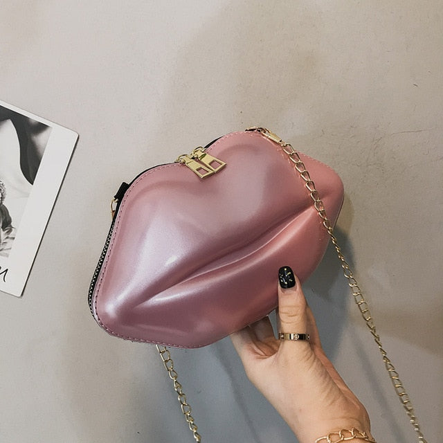 Lips Shape PVC Handbags Solid Zipper Shoulder Bag Crossbody Messenger Phone Coin Bag Evening Party Clutches Bolsas Feminina Saco