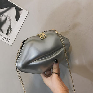 Lips Shape PVC Handbags Solid Zipper Shoulder Bag Crossbody Messenger Phone Coin Bag Evening Party Clutches Bolsas Feminina Saco