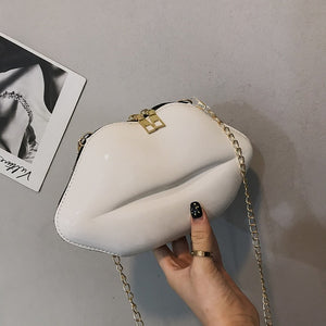 Lips Shape PVC Handbags Solid Zipper Shoulder Bag Crossbody Messenger Phone Coin Bag Evening Party Clutches Bolsas Feminina Saco