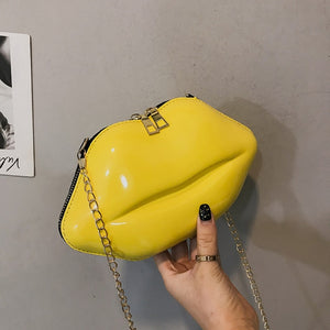 Lips Shape PVC Handbags Solid Zipper Shoulder Bag Crossbody Messenger Phone Coin Bag Evening Party Clutches Bolsas Feminina Saco