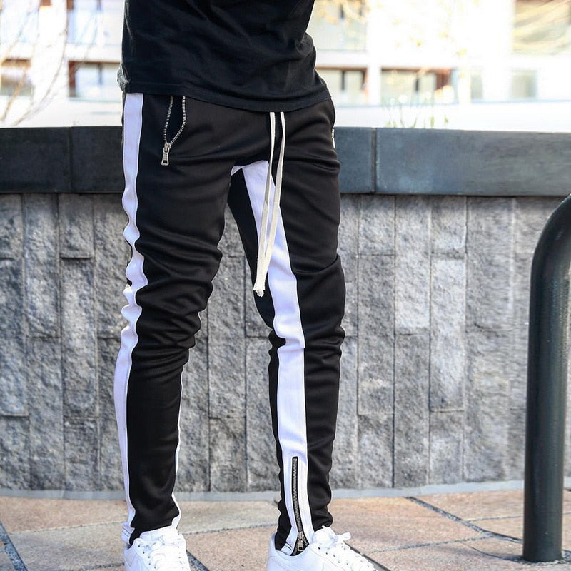  QIWCANM Black and White Horizontal Stripes Front Print  Sweatpants for Men Lightweight Sport Casual Jogger Pants : Clothing, Shoes  & Jewelry