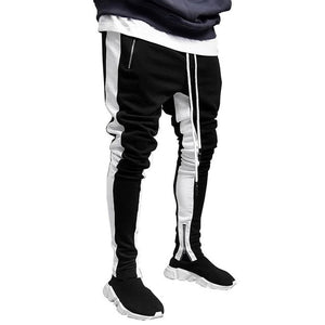 Mens Joggers zipper Casual Pants Fitness Sportswear Tracksuit Bottoms Skinny Sweatpants Trousers Black Gyms Jogger Track Pants