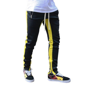 Mens Joggers zipper Casual Pants Fitness Sportswear Tracksuit Bottoms Skinny Sweatpants Trousers Black Gyms Jogger Track Pants