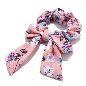 Chiffon Hair Scrunchies Women Fashion Pearl Ponytail Holder Hair Tie Hair Rope Rubber Bands Hair Accessories Bowknot Headwear