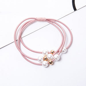 Chiffon Hair Scrunchies Women Fashion Pearl Ponytail Holder Hair Tie Hair Rope Rubber Bands Hair Accessories Bowknot Headwear