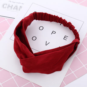 Women Summer Autumn Suede Headband Vintage Cross Knot Elastic Hair Bands Soft Solid Girls Hairband Hair Accessories