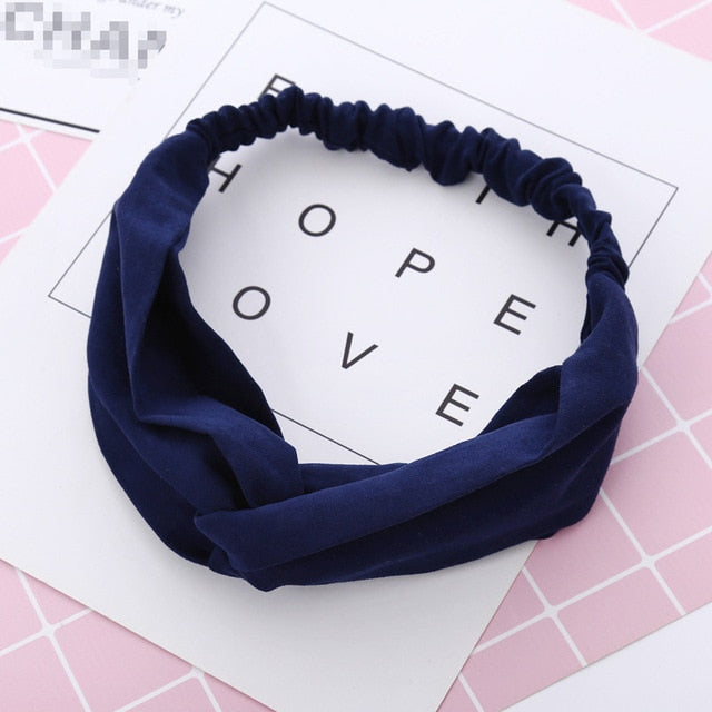 Women Summer Autumn Suede Headband Vintage Cross Knot Elastic Hair Bands Soft Solid Girls Hairband Hair Accessories