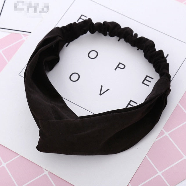 Women Summer Autumn Suede Headband Vintage Cross Knot Elastic Hair Bands Soft Solid Girls Hairband Hair Accessories