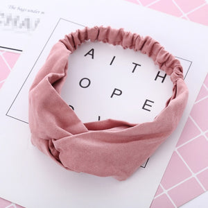 Women Summer Autumn Suede Headband Vintage Cross Knot Elastic Hair Bands Soft Solid Girls Hairband Hair Accessories