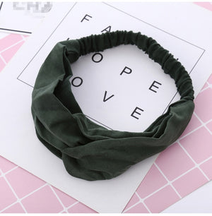 Women Summer Autumn Suede Headband Vintage Cross Knot Elastic Hair Bands Soft Solid Girls Hairband Hair Accessories