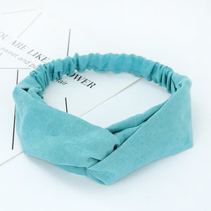 Women Summer Autumn Suede Headband Vintage Cross Knot Elastic Hair Bands Soft Solid Girls Hairband Hair Accessories