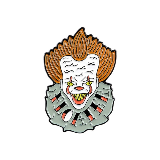 Stephen King's It movie Clown enamel pins Paper boat aircraft badges brooches Eddie De Clown Lapel pin horror movie Jewelry gift