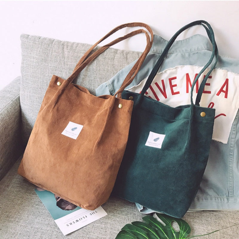 Bags for Women 2020 Corduroy Shoulder Bag Reusable Shopping Bags Casual Tote Female Handbag for A Certain Number of Dropshipping