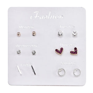 2019 Crystal Simulated Pearl Earrings Set Women Jewelry Accessories Piercing Ball Stud Earring Kit Bijouteria Brincos Wholesale