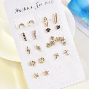 2019 Crystal Simulated Pearl Earrings Set Women Jewelry Accessories Piercing Ball Stud Earring Kit Bijouteria Brincos Wholesale