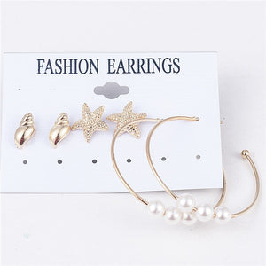 2019 Crystal Simulated Pearl Earrings Set Women Jewelry Accessories Piercing Ball Stud Earring Kit Bijouteria Brincos Wholesale