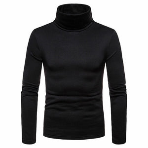 Fashion Men's Casual Slim Fit Basic Turtleneck Sweater Knitted Sweater Turtleneck Pullover Male Double Collar Free shipping Tops