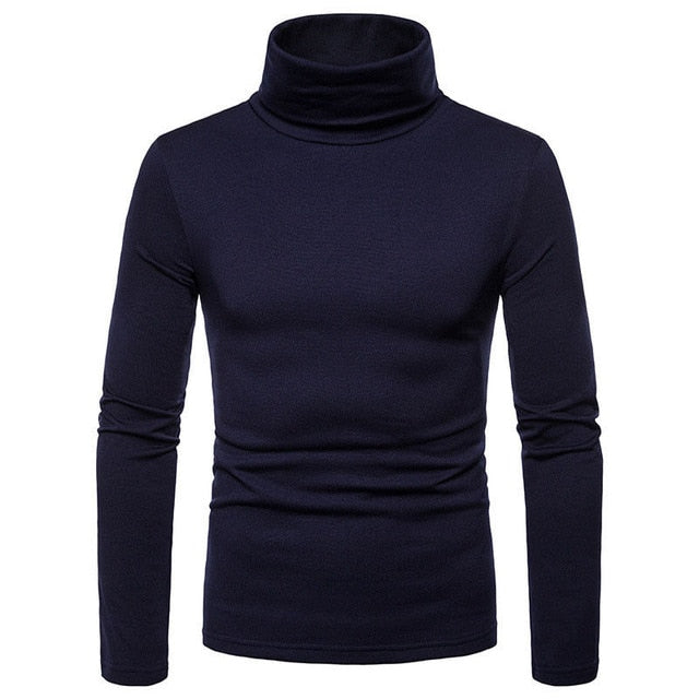 Fashion Men's Casual Slim Fit Basic Turtleneck Sweater Knitted Sweater Turtleneck Pullover Male Double Collar Free shipping Tops