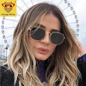 2020 Square Sunglases Men Hexagon Sun glasses Mannen Women Metal Frame Fishing Glasses Gold gray Eyewear lentes de sol hombre