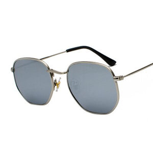 2020 Square Sunglases Men Hexagon Sun glasses Mannen Women Metal Frame Fishing Glasses Gold gray Eyewear lentes de sol hombre