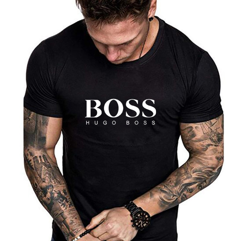 2019 Summer New Style Boss Lettered Men Fashion Printed T-shirt MEN'S Short Sleeve European And American Style