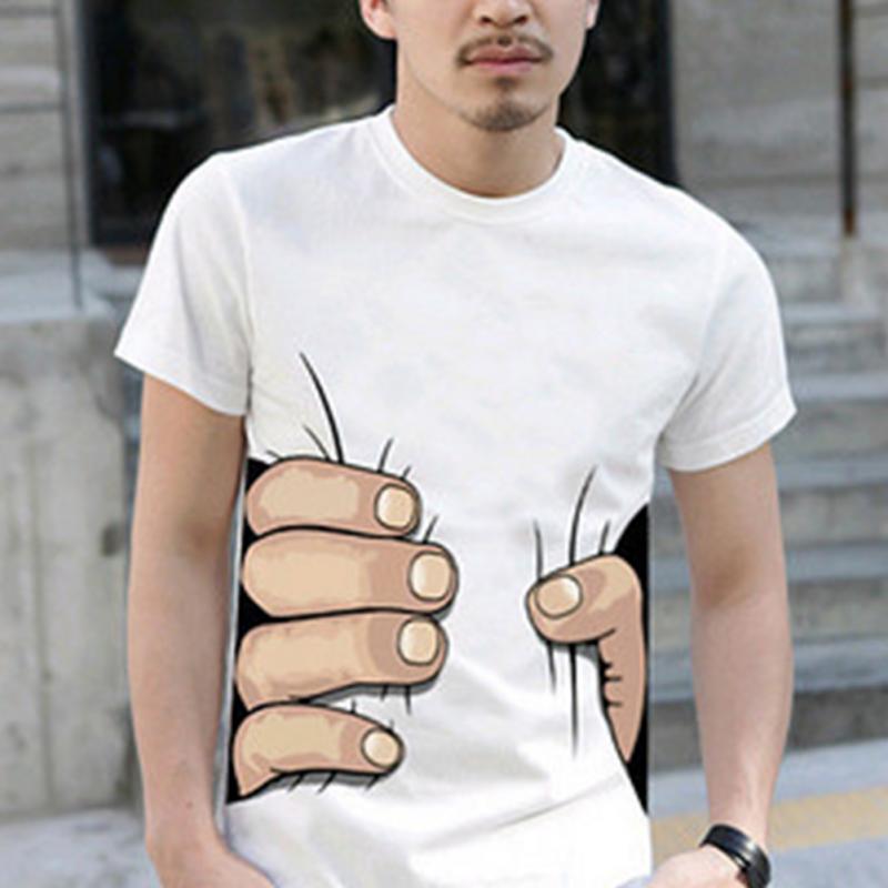 Hot sales Men 3D T Shirt Short Sleeve Cotton T-shirt For Men Famous Breathable O Neck Tops Tees Funny Black Men Clothing XL