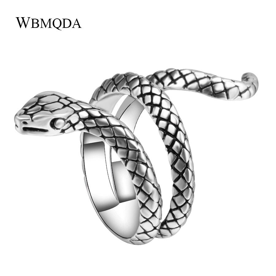 2018 Fashion Hip Hop Silver Snake Rings For Women Punk Rock Biker Signet Ring Men Accessories Vintage Jewelry Drop Shipping